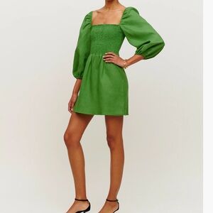 Reformation Greyson Kelly green linen dress nwt sold out! $218 medium
